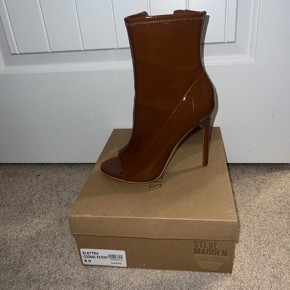 Steve Madden Women's Tan Patent Heeled Boots